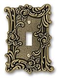 Amerelle 60TAB Provincial Toggle Wallplate, Antique Brass