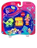 Eigenschaften HASBRO LITTEST PET SHOP / Littlest Pet Shop - Walmart Exclusive Fanciest - Pet Pairs Gecko / Echse # 530 & pinkfarbener Vogel mit Haarkamm (Irokesen-Haarschnitt) # 619 - mit Accessories