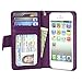 Navor Flip Wallet Book Case [Removable Wrist Strap] [Kickstand] for iPhone 5 / 5S / SE - Purple (IP5OPP)