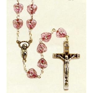 18 Silver Plated Rosary With 5mm Pink