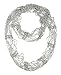 NYFASHION101 Silver-Tone Beaded Skinny Fishnet Infinity Loop Scarf - Silver