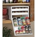 Super Spice Stack Rack - (White) Organizes 27+ spice bottles, Fits in standard kitchen cabinets