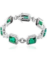 Sterling Silver and Emerald-Cut Green Cubic Zirconia Dynasty Bracelet