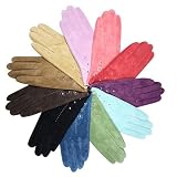Triple Flower Ladies Suede Leather Dress Casual Gloves w. Gift Box