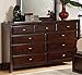 Dresser with Hidden Jewelry Drawers in Dark Mahogany Finish