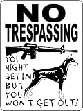NO TRESPASSING DOBERMAN PINCHER GUARD SIGN AR-15 3388