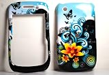 BLUE WAVE BUTTERFLY SNAP ON HARD SKIN SHELL PROTECTOR COVER CASE FOR BLACKBERRY CURVE 8520 8530 + BELT CLIP