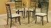 5 pc walnut finish wood and glass top dining table set