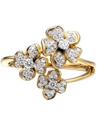 Ze 10k Yellow Gold 1/3ct tw Diamond "flower" ring