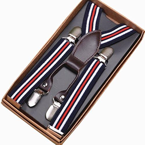 Feibi(TM)Toddler Baby Suspender Y Back Elastic Adjustable Clip-on Solid Color Suspender for Children Child Kids Boys- Red stripe