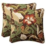 Pack of 2 Outdoor Patio Furniture Square Throw Pillows 18.5" - Floral Cafe