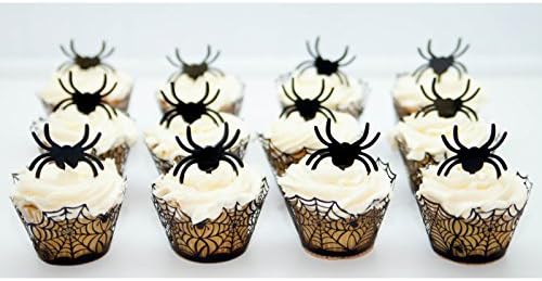 Spooktacular Spider Web Laser Cut Cupcake Wrappers and Spider Picks - 24 Pc Set