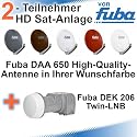 Fuba DAA 650 HD Sat Anlage - 2 Teilnehmer (DEK 206) - Sat Anlage bestehend aus Fuba DAA 650 in Ihrer Wunschfarbe + Fuba DEK 206 Twin LNB