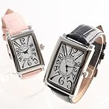 ReiZ 牛革ペアウォッチ/腕時計(2個セット) #MEN:ホワイト×ブラック #LADY:ピンク WATL-0043x2