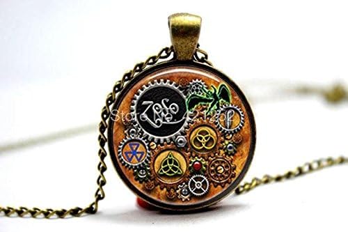 Pretty Lee 2015 Fashion Led Zeppelin Steampunk Inspired Pendant Necklace Glass Photo Cabochon Necklace Christmas gift