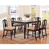 7pc Espresso Finish Counter Height Dining Table and Bar Stool Set by AtHomeMart