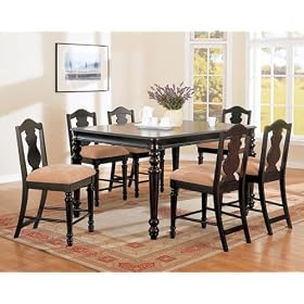 7pc Espresso Finish Counter Height Dining Table and Bar Stool Set by AtHomeMart