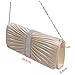 Padoora Womens Elegant Pleated Satin Rhinestone Fashion Clutch Handbags Evening Bag