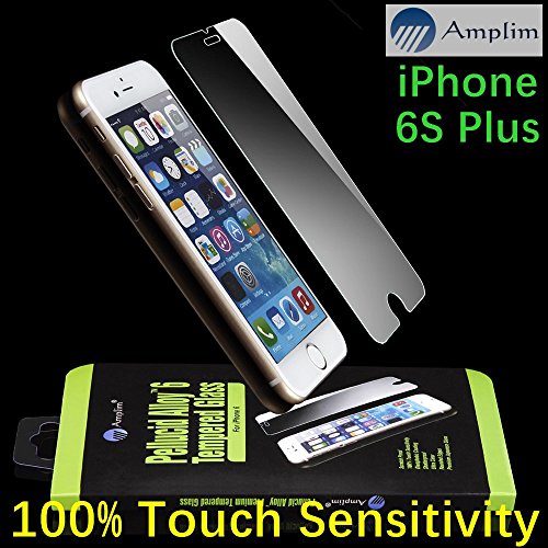 iPhone 6S Plus Screen Protector: Amplim® Front Ballistic Tempered Glass Cover; Case Friendly, Ultra Clear HD Rounded Edge, 3D Touch Full Coverage, Scratch Proof Anti Fingerprint (Apple-6-Premium-Film)