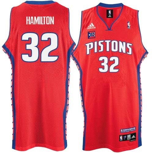adidas Detroit Pistons #32 Richard Hamilton Red Puerto Rico Swingman Basketball Jersey (X-Large)