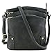 Triple Zip Pocket Large Crossbody Bag Dark Gray