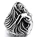 INBLUE Men's Stainless Steel Ring Silver Tone Black Angel Goddess Size14