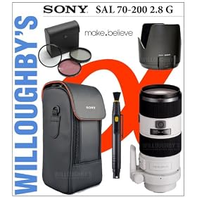 Sony SAL 70-200 2.8 G Telephoto Zoom Lens + Sony SH0010 Petal Lens Hood + Sony Lens Carrying Case + Lens Pen Cleaning System + Professional 77MM Multi-Coated 3pc Essential Filter Kit and Much More! Willoughby's Est. 1898 Sony Lens Bundle