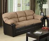 Saddle Microfiber & Espresso bycast PU Sofa by Acme