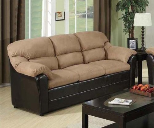 Saddle Microfiber & Espresso bycast PU Sofa by Acme