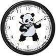 Baby Giant Panda or Panda Bear Animal Wall Clock by WatchBuddy Timepieces (Black Frame)