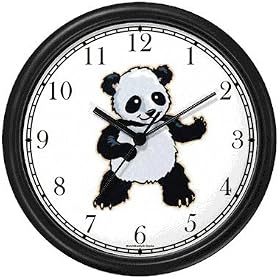 Baby Giant Panda or Panda Bear Animal Wall Clock by WatchBuddy Timepieces (Hunter Green Frame)