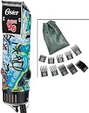 New Model Combo Oster Classic 76 Limited Edition Hair clipper Graffitti Grafiti Graffiti (Made in Usa) very hard to find model packaged with (10 piece universal oster comb set and Detachable blade size 000 already on the clipper).