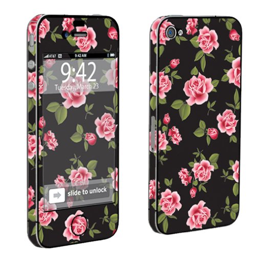 Apple iPhone 4 or 4s Full Body Decal Vinyl Skin - Black Rose Garden By SkinGuardz Apple iPhone 4 or 4s Full Body Decal Vinyl Skin - Black Rose Garden By SkinGuardz