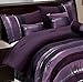 7 PC Modern PURPLE BLACK SILVER Chenille Comforter Set / BED IN A BAG - QUEEN SIZE BEDDING