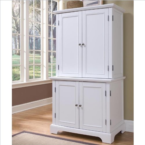 Home Styles 5530-190 Naples Compact Computer Desk and Hutch, White Finish On Sale