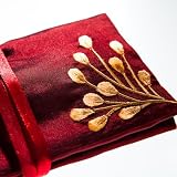Pochette &agrave; Bijoux en Soie Brod&eacute;e - Commerce Equitable - Rouge Ruby