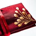 Silk Jewellery Roll, Ruby Red Silk with Embroidery, Fairtrade