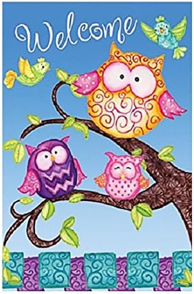 Accent Flag Welcome Owls Garden flags decorative flags initial flags party flags 12.5 x 18 Inch Double Sided banner home flags Print house flags