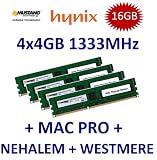 Produkt-Bild: 16GB Dual Channel Kit Mustang / Hynix 4 x 4GB DDR3 1333Mhz PC3-10600E 240pin, ECC Unbuffered, 256Mx8 18 Chip, Dual Rank, DIMM, 1.5V, CL9 with Thermal Sensor f&uuml;r Apple MacPro 2009 + 2010 4.1 5.1 und DDR3 Workstations