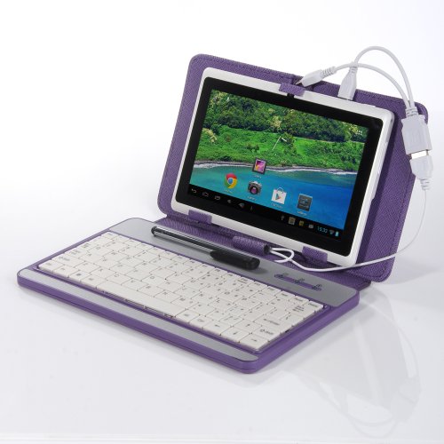 Masione Keyboard and Case for 7-Inch Tablets (7 Inch USB TO Mini/ Micro USB Keyboard, Purple)-Compatible with Samsung Tab 3 8.0ï¼ŒSamsung Tab Proï¼ŒGoogle Nexus 7 2nd Gen