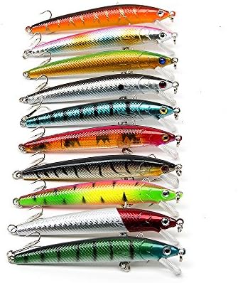 VASL 10Pcs 3.8" Pencil Shape Fish Type Sinking Bait Wobblers Hook Hard Bait Artificial Lures Fishing-Tackle