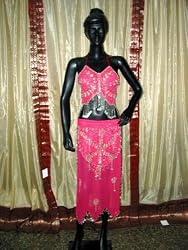 Hot Pink Bra Choli Hip Wrap Scarf Coin Bellydance Costume M