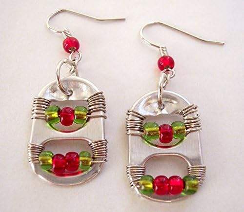 Christmas Pop Tabs Earrings Red and Green