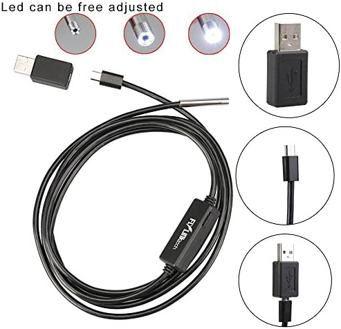 Flylinktech HD Mirco USB 2.0 6 LEDs Endoscope Waterproof Handheld Borescope Digital Inspection Camera with CMOS Optical Sensor Snake Camera Tube Camera (5m Cable)