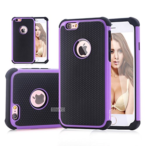 iphone 6s case, iphone 6 case, ShuYo(TM) Rugged Heavy Duty Impact Slim Hard Hybrid Case Protection Shock-Absorption /Resistant Bumper Case for iphone 6/6s[Black/Purple]