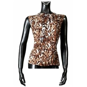Escada printed pleated tiger shell sleeveless top