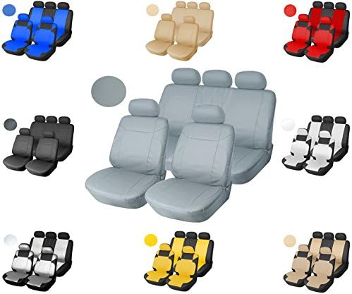 Leather Like Vinyl Semi-Custom Car Seat Covers Full Bench Universal 1553 Gray