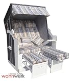Zoom Produkt-Bild: Strandkorb Ahlbeck 2 Sitzer XL Weisses Holz