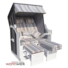 Strandkorb Ahlbeck 2 Sitzer XL Weisses Holz