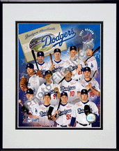 Los Angeles Dodgers 2007 Team Composite Double Matted 8 x 10 Photograph in Black Anodized Alumi
